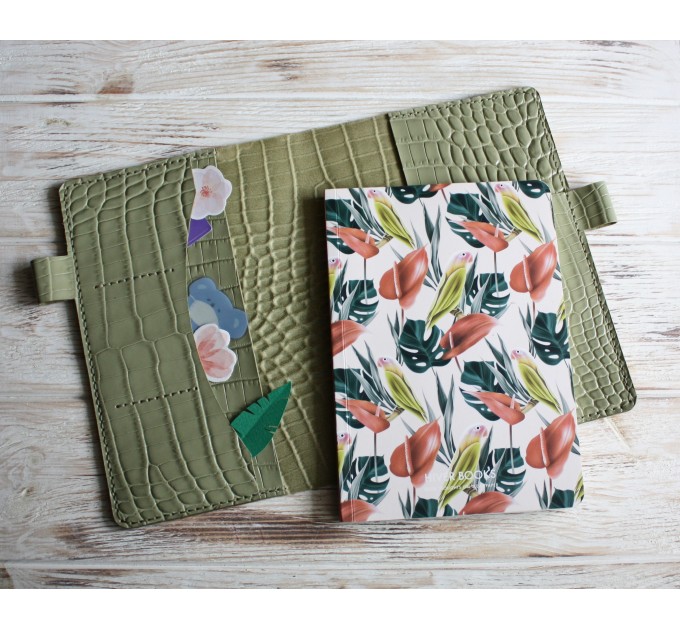 Olive green leather Hobonichi cover A5