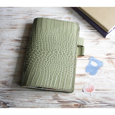 Olive green leather Hobonichi cover A5