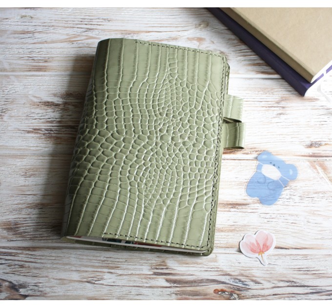 Olive green leather Hobonichi cover A5