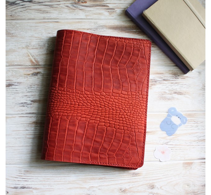 Red croco leather Hobonichi cover A5
