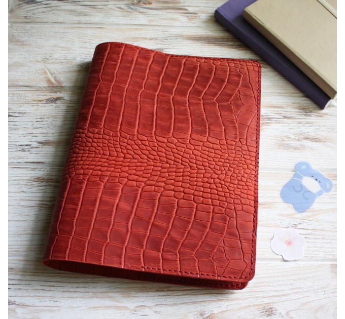 Red croco leather Hobonichi cover A5