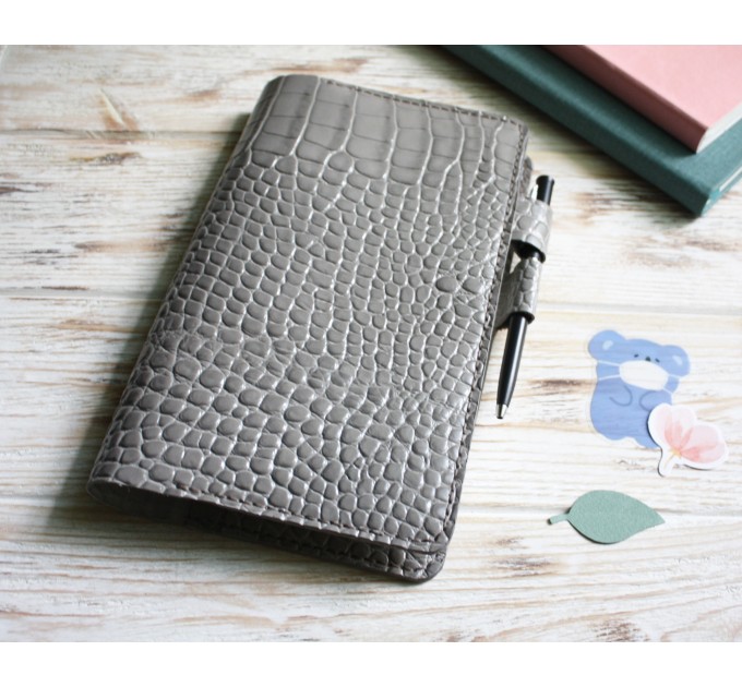 Gray croco leather Hobonichi cover A5