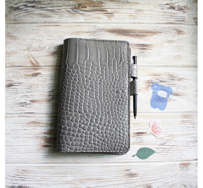 Gray croco leather Hobonichi cover A5