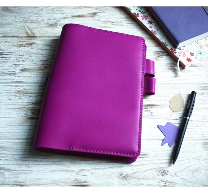 Fuchsia leather Hobonichi cover A5