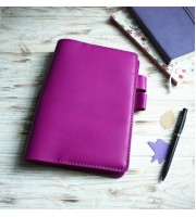 Fuchsia leather Hobonichi cover A5
