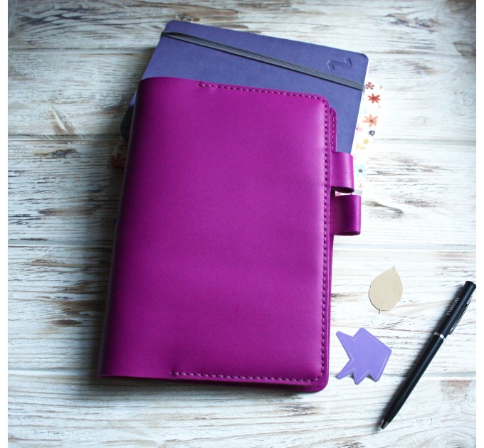 Fuchsia leather Hobonichi cover A5