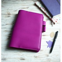 Fuchsia leather Hobonichi cover A5