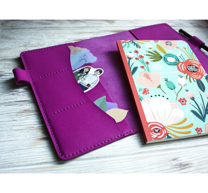 Fuchsia leather Hobonichi cover A5