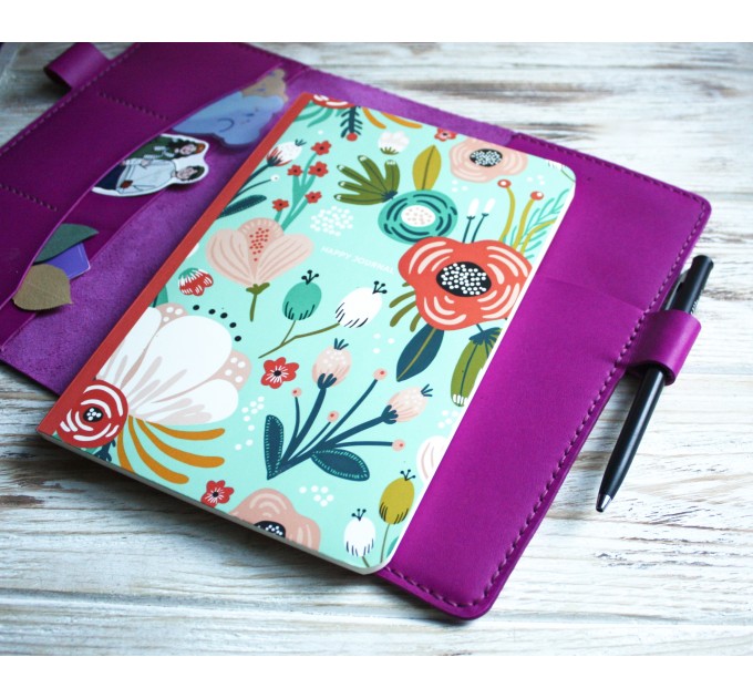 Fuchsia leather Hobonichi cover A5