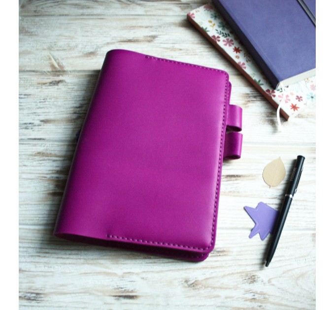 Fuchsia leather Hobonichi cover A5