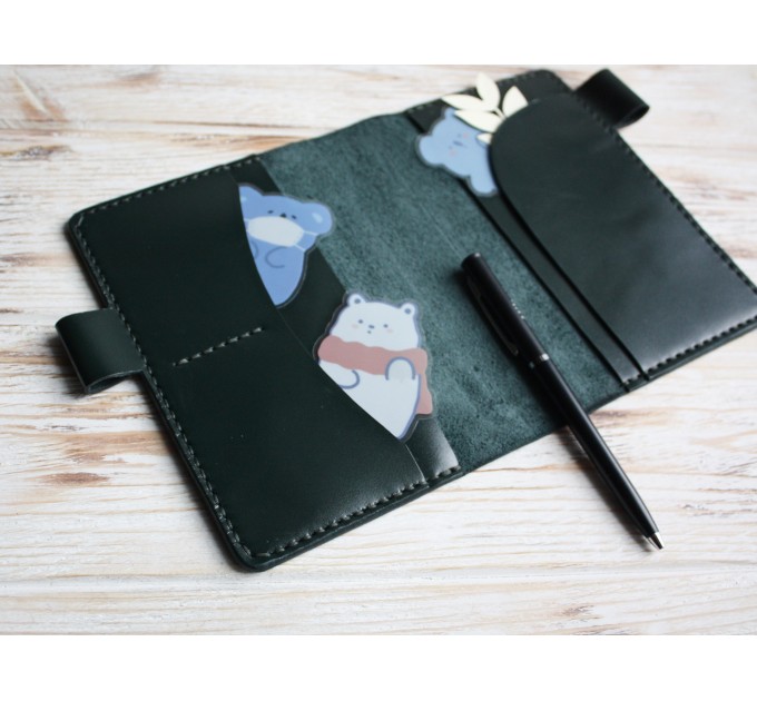 Dark green leather a6 Hobonichi Techo cover