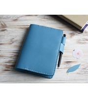 Blue leather Hobonichi techo cover A6
