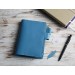 Blue leather Hobonichi techo cover A6