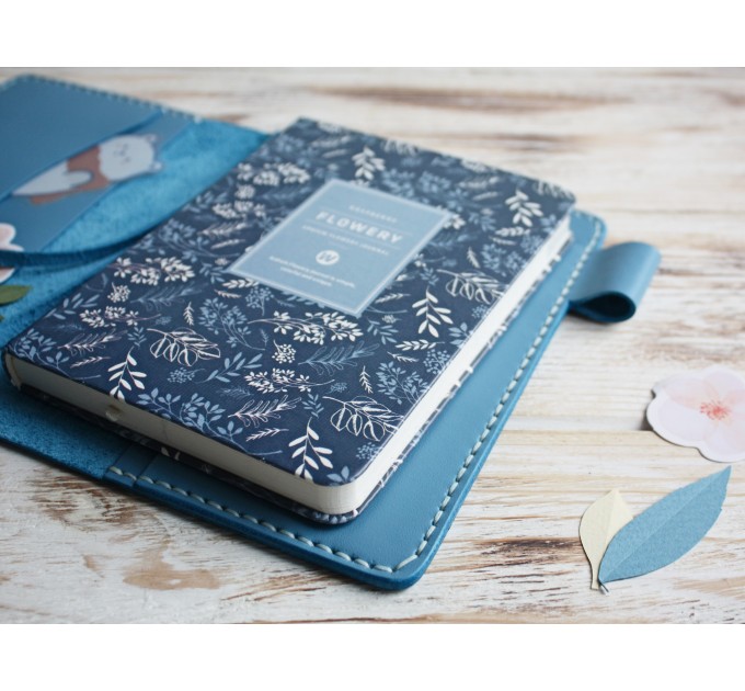 Blue leather Hobonichi techo cover A6