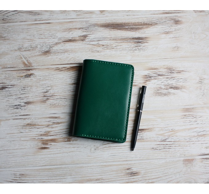 Green leather field notes cover 