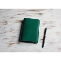 Green leather field notes cover 
