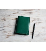 Green leather field notes cover 