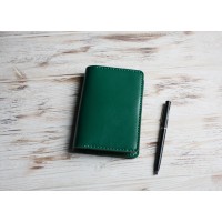 Green leather field notes cover 