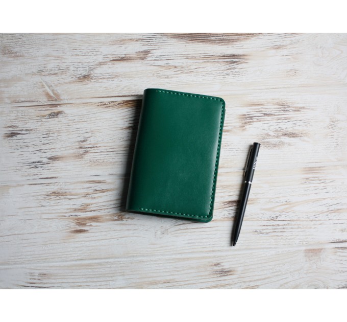 Green leather field notes cover 