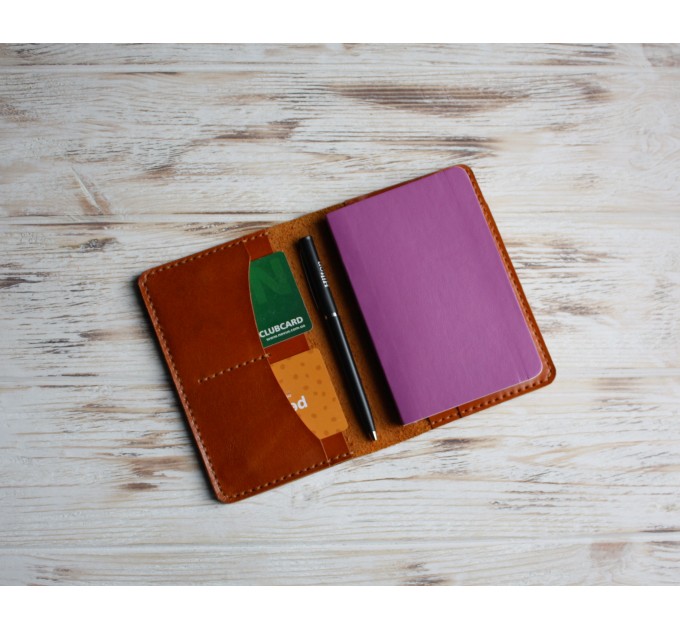 Green leather field notes cover 