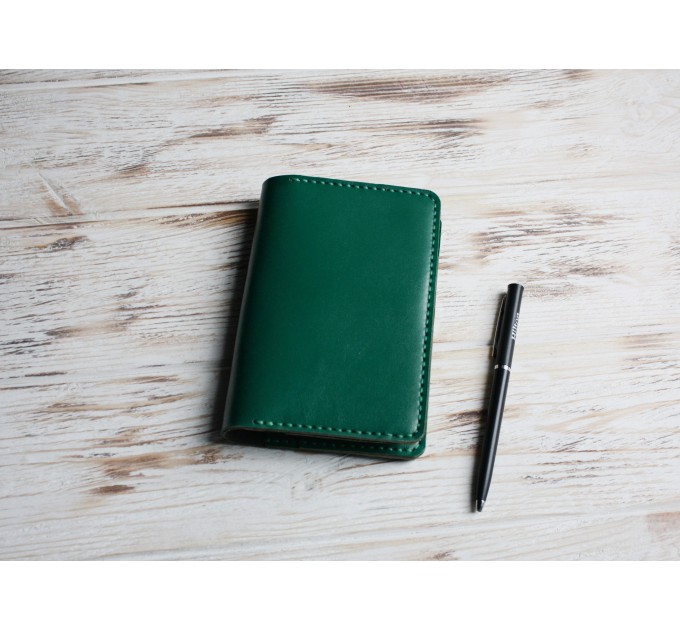 Green leather field notes cover 