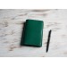 Green leather field notes cover 