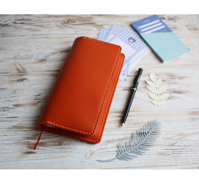 Orange leather hobonichi week cover