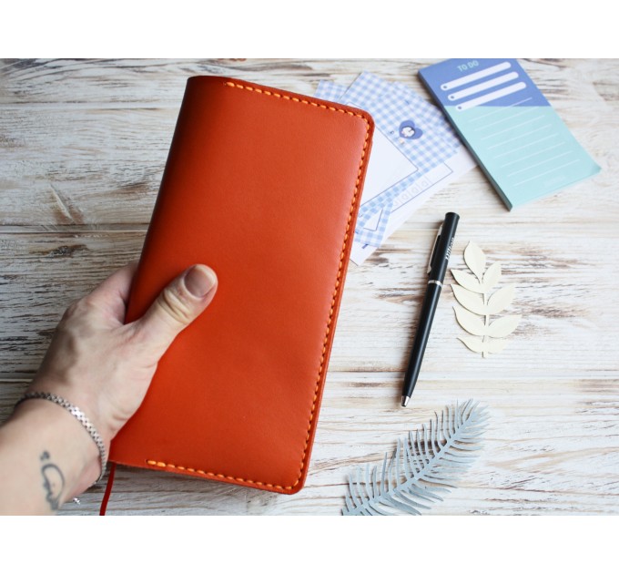 Orange leather hobonichi week cover