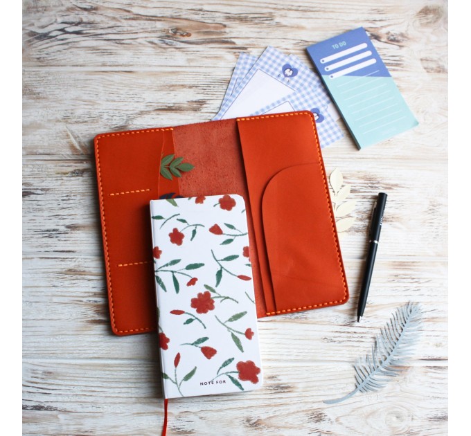 Orange leather hobonichi week cover
