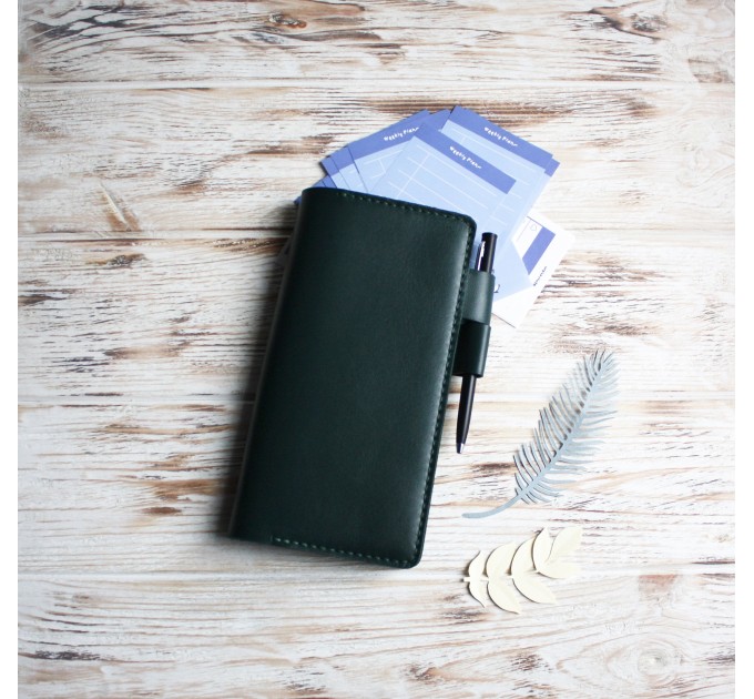 Green leather Hobonichi Weeks cover