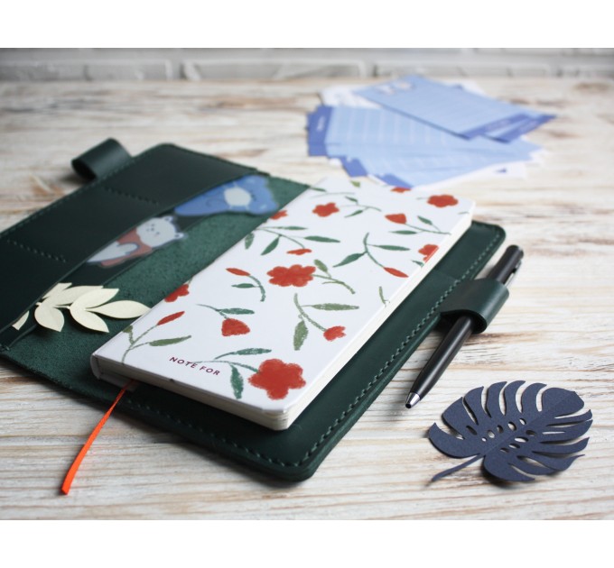 Green leather Hobonichi Weeks cover