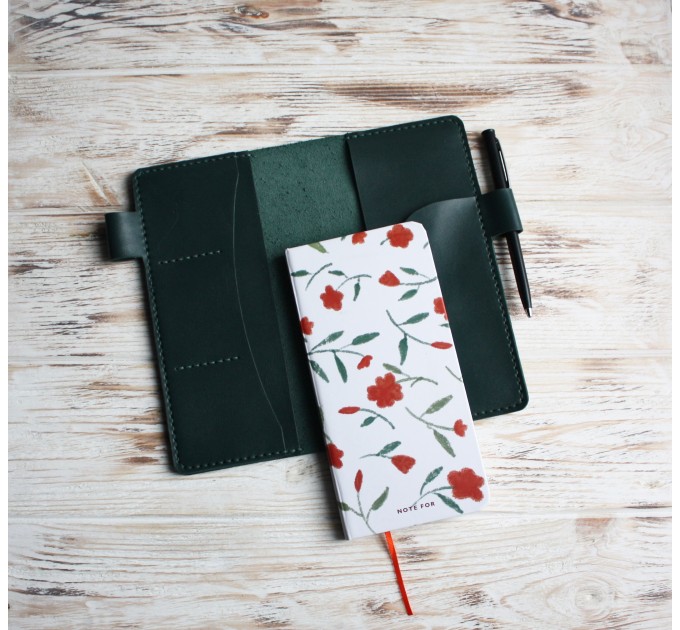 Green leather Hobonichi Weeks cover