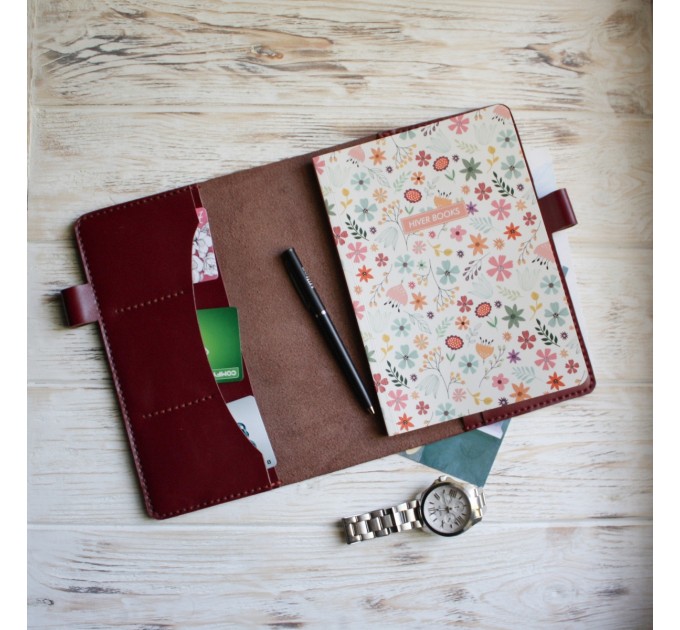 Burgundy leather Hobonichi cover A5