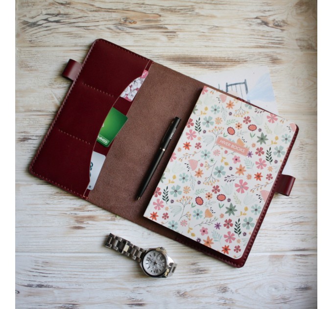 Burgundy leather Hobonichi cover A5