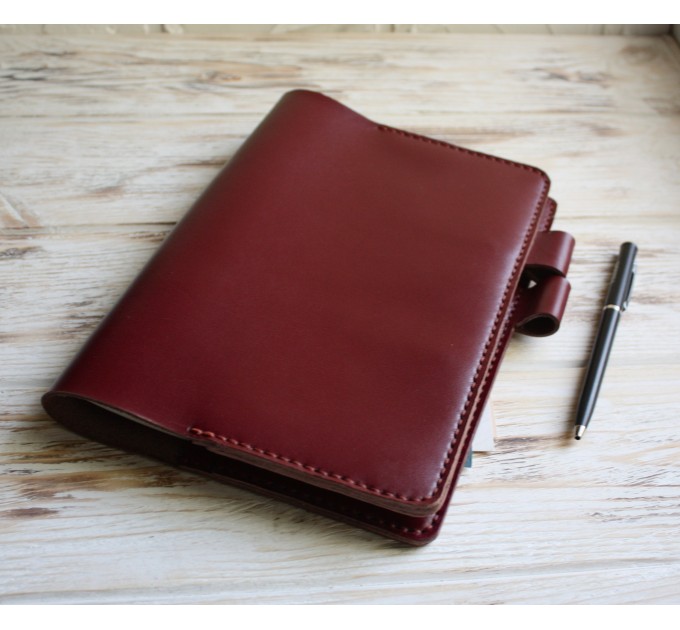 Burgundy leather Hobonichi cover A5