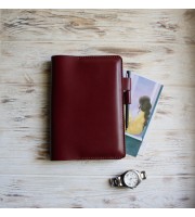 Burgundy leather Hobonichi cover A5