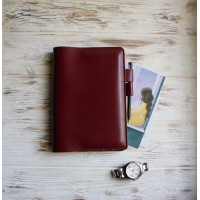 Burgundy leather Hobonichi cover A5