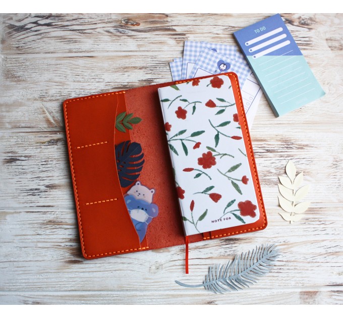 Orange leather Kokuyo Jibun techo cover