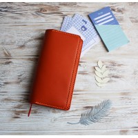 Orange leather Kokuyo Jibun techo cover