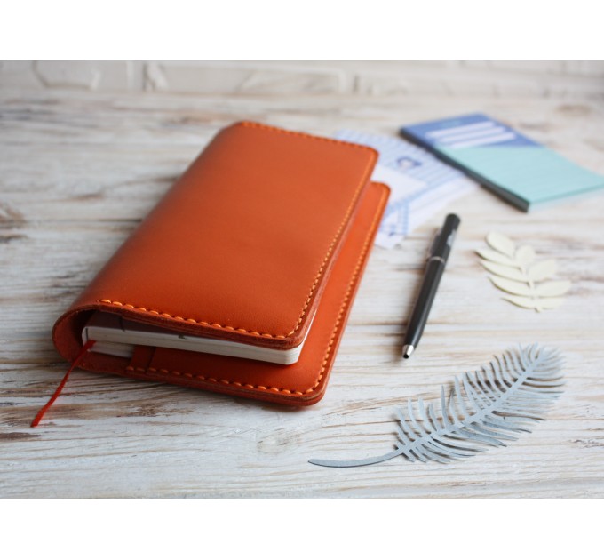 Orange leather Kokuyo Jibun techo cover